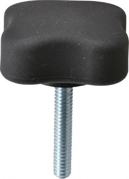 Gibraltar - 1.99" Head Diam, 4 Point Lobed Knob - 1/4-20 Stem, Thermoplastic Elastomer, Black - Eagle Tool & Supply