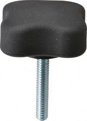 Gibraltar - 1.99" Head Diam, 4 Point Lobed Knob - 1/4-20 Stem, Thermoplastic Elastomer, Black - Eagle Tool & Supply