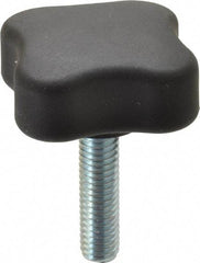 Gibraltar - 1.99" Head Diam, 4 Point Lobed Knob - 3/8-16 Stem, Thermoplastic Elastomer, Black - Eagle Tool & Supply