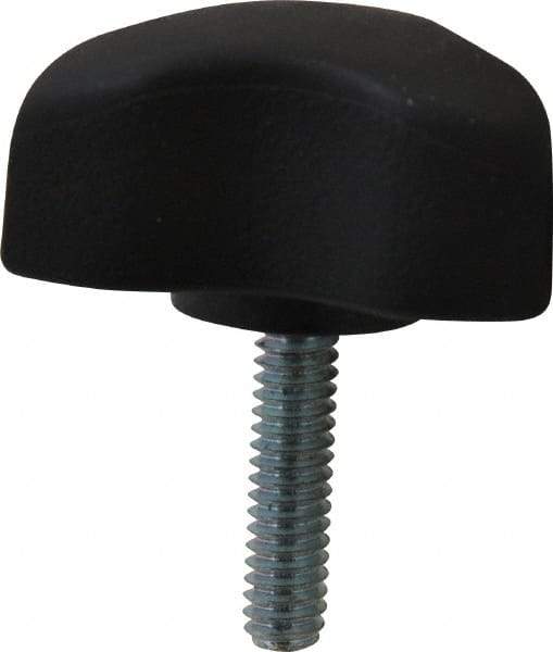 Gibraltar - 1.77" Head Diam, 3 Point Lobed Knob - 1/4-20 Stem, Thermoplastic Elastomer, Black - Eagle Tool & Supply