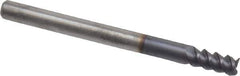 Accupro - 1/8", 1/4" LOC, 1/8" Shank Diam, 1-1/2" OAL, 3 Flute, Solid Carbide Square End Mill - Single End, AlTiN Finish, Spiral Flute, 60° Helix, Centercutting, Right Hand Cut, Right Hand Flute - Eagle Tool & Supply