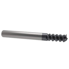 Accupro - 3/8", 1" LOC, 3/8" Shank Diam, 2-1/2" OAL, 3 Flute, Solid Carbide Square End Mill - Single End, AlTiN Finish, Spiral Flute, 60° Helix, Centercutting, Right Hand Cut, Right Hand Flute - Eagle Tool & Supply