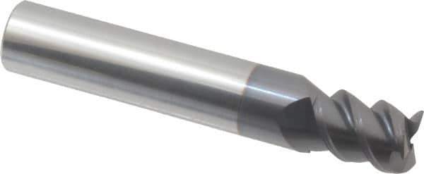 Accupro - 13/32", 9/16" LOC, 7/16" Shank Diam, 2-1/2" OAL, 3 Flute, Solid Carbide Square End Mill - Single End, AlTiN Finish, Spiral Flute, 60° Helix, Centercutting, Right Hand Cut, Right Hand Flute - Eagle Tool & Supply