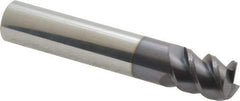 Accupro - 7/16", 9/16" LOC, 7/16" Shank Diam, 2-1/2" OAL, 3 Flute, Solid Carbide Square End Mill - Single End, AlTiN Finish, Spiral Flute, 60° Helix, Centercutting, Right Hand Cut, Right Hand Flute - Eagle Tool & Supply