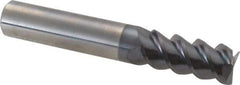 Accupro - 7/16", 1" LOC, 7/16" Shank Diam, 2-3/4" OAL, 3 Flute, Solid Carbide Square End Mill - Single End, AlTiN Finish, Spiral Flute, 60° Helix, Centercutting, Right Hand Cut, Right Hand Flute - Eagle Tool & Supply
