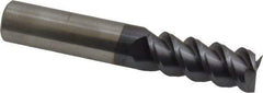 Accupro - 1/2", 1" LOC, 1/2" Shank Diam, 3" OAL, 3 Flute, Solid Carbide Square End Mill - Single End, AlTiN Finish, Spiral Flute, 60° Helix, Centercutting, Right Hand Cut, Right Hand Flute - Eagle Tool & Supply