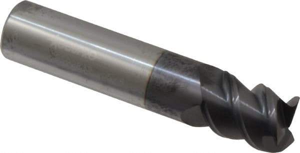 Accupro - 5/8", 3/4" LOC, 5/8" Shank Diam, 3" OAL, 3 Flute, Solid Carbide Square End Mill - Single End, AlTiN Finish, Spiral Flute, 60° Helix, Centercutting, Right Hand Cut, Right Hand Flute - Eagle Tool & Supply