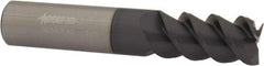 Accupro - 5/8", 1-1/4" LOC, 5/8" Shank Diam, 3-1/2" OAL, 3 Flute, Solid Carbide Square End Mill - Single End, AlTiN Finish, Spiral Flute, 60° Helix, Centercutting, Right Hand Cut, Right Hand Flute - Eagle Tool & Supply