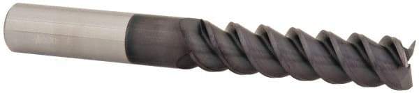 Accupro - 5/8", 2-1/2" LOC, 5/8" Shank Diam, 5" OAL, 3 Flute, Solid Carbide Square End Mill - Single End, AlTiN Finish, Spiral Flute, 60° Helix, Centercutting, Right Hand Cut, Right Hand Flute - Eagle Tool & Supply
