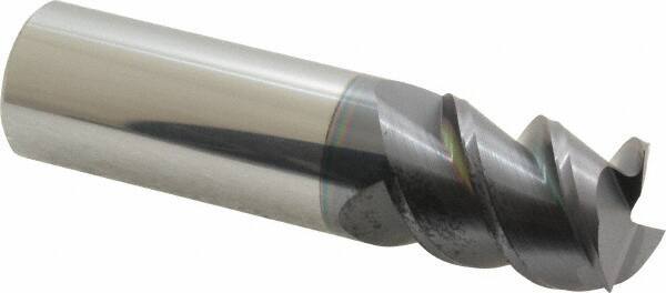 Accupro - 3/4", 1" LOC, 3/4" Shank Diam, 3" OAL, 3 Flute, Solid Carbide Square End Mill - Single End, AlTiN Finish, Spiral Flute, 60° Helix, Centercutting, Right Hand Cut, Right Hand Flute - Eagle Tool & Supply
