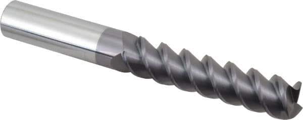 Accupro - 3/4", 3-1/4" LOC, 3/4" Shank Diam, 6" OAL, 3 Flute, Solid Carbide Square End Mill - Single End, AlTiN Finish, Spiral Flute, 60° Helix, Centercutting, Right Hand Cut, Right Hand Flute - Eagle Tool & Supply
