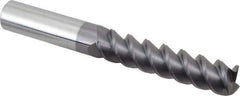 Accupro - 3/4", 3-1/4" LOC, 3/4" Shank Diam, 6" OAL, 3 Flute, Solid Carbide Square End Mill - Single End, AlTiN Finish, Spiral Flute, 60° Helix, Centercutting, Right Hand Cut, Right Hand Flute - Eagle Tool & Supply