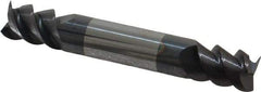 Accupro - 3/8", 1/2" LOC, 3/8" Shank Diam, 2-1/2" OAL, 3 Flute, Solid Carbide Square End Mill - Double End, AlTiN Finish, Spiral Flute, 60° Helix, Centercutting, Right Hand Cut, Right Hand Flute - Eagle Tool & Supply