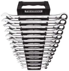 GearWrench - 13 Piece, 1/4" to 1", 12 Point Combination Wrench Set - Inch Measurement Standard, Chrome Finish, Comes in Tray - Eagle Tool & Supply