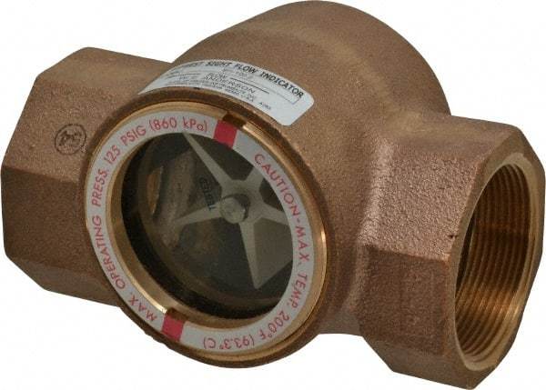 Dwyer - 2 Inch, Bronze Body Sight Flow Indicator - 125 Max psi, 5-11/16 Inch Overall Length, 200°F - Eagle Tool & Supply