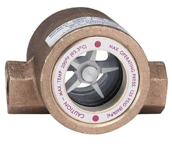 Dwyer - 2 Inch, Bronze Body Sight Flow Indicator - 125 Max psi, 5-1/2 Inch Overall Length, 200°F - Eagle Tool & Supply