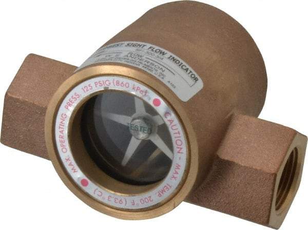 Dwyer - 3/4 Inch, Bronze Body Sight Flow Indicator - 125 Max psi, 4-1/16 Inch Overall Length, 200°F - Eagle Tool & Supply