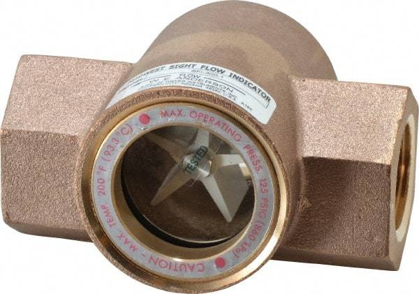 Dwyer - 1 Inch, Bronze Body Sight Flow Indicator - 125 Max psi, 4-3/8 Inch Overall Length, 200°F - Eagle Tool & Supply