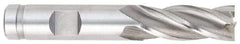 OSG - 31/32", 1-7/8" LOC, 3/4" Shank Diam, 4-1/8" OAL, 4 Flute, Vanadium High Speed Steel Square End Mill - Single End, Uncoated, Spiral Flute, 30° Helix, Centercutting, Right Hand Cut, Right Hand Flute, Series 574 - Eagle Tool & Supply