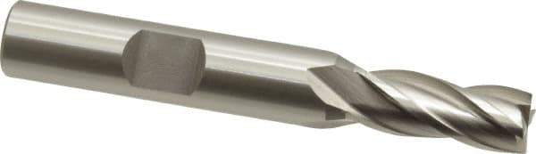 OSG - 5/16", 3/4" LOC, 3/8" Shank Diam, 2-1/2" OAL, 4 Flute, Vanadium High Speed Steel Square End Mill - Single End, Uncoated, Spiral Flute, 30° Helix, Centercutting, Right Hand Cut, Right Hand Flute, Series 574 - Eagle Tool & Supply