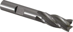 OSG - 7/16", 1" LOC, 3/8" Shank Diam, 2-11/16" OAL, 4 Flute, Vanadium High Speed Steel Square End Mill - Single End, Uncoated, Spiral Flute, 30° Helix, Centercutting, Right Hand Cut, Right Hand Flute, Series 574 - Eagle Tool & Supply
