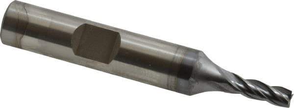 OSG - 5/32", 7/16" LOC, 3/8" Shank Diam, 2-3/8" OAL, 4 Flute, Vanadium High Speed Steel Square End Mill - Single End, TiCN Finish, Spiral Flute, 30° Helix, Centercutting, Right Hand Cut, Right Hand Flute, Series 574 - Eagle Tool & Supply