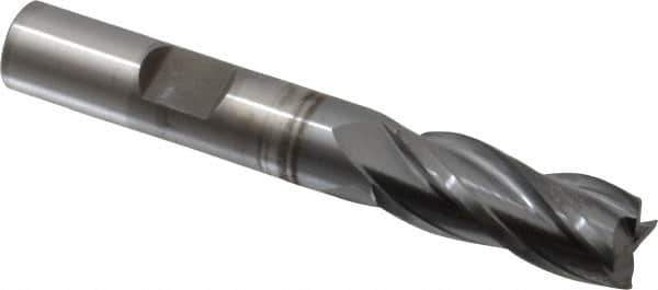 OSG - 13/32", 1" LOC, 3/8" Shank Diam, 2-11/16" OAL, 4 Flute, Vanadium High Speed Steel Square End Mill - Single End, TiCN Finish, Spiral Flute, 30° Helix, Centercutting, Right Hand Cut, Right Hand Flute, Series 574 - Eagle Tool & Supply