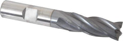 OSG - 17/32", 1-3/8" LOC, 1/2" Shank Diam, 3-3/8" OAL, 4 Flute, Vanadium High Speed Steel Square End Mill - Single End, TiCN Finish, Spiral Flute, 30° Helix, Centercutting, Right Hand Cut, Right Hand Flute, Series 574 - Eagle Tool & Supply