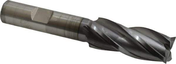 OSG - 21/32", 1-5/8" LOC, 1/2" Shank Diam, 3-5/8" OAL, 4 Flute, Vanadium High Speed Steel Square End Mill - Single End, TiCN Finish, Spiral Flute, 30° Helix, Centercutting, Right Hand Cut, Right Hand Flute, Series 574 - Eagle Tool & Supply