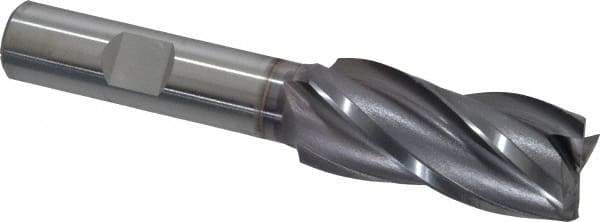 OSG - 23/32", 1-5/8" LOC, 1/2" Shank Diam, 3-5/8" OAL, 4 Flute, Vanadium High Speed Steel Square End Mill - Single End, TiCN Finish, Spiral Flute, 30° Helix, Centercutting, Right Hand Cut, Right Hand Flute, Series 574 - Eagle Tool & Supply