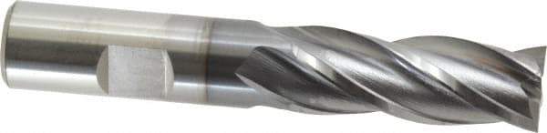 OSG - 5/8", 1-5/8" LOC, 5/8" Shank Diam, 3-3/4" OAL, 4 Flute, Vanadium High Speed Steel Square End Mill - Single End, TiCN Finish, Spiral Flute, 30° Helix, Centercutting, Right Hand Cut, Right Hand Flute, Series 574 - Eagle Tool & Supply