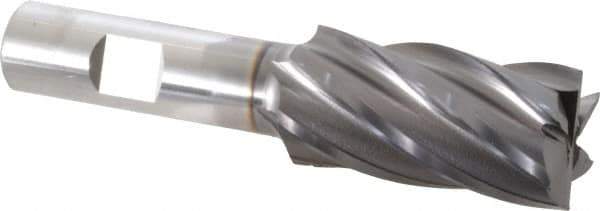 OSG - 15/16", 1-7/8" LOC, 5/8" Shank Diam, 4" OAL, 6 Flute, Vanadium High Speed Steel Square End Mill - Single End, TiCN Finish, Spiral Flute, 30° Helix, Centercutting, Right Hand Cut, Right Hand Flute, Series 574 - Eagle Tool & Supply