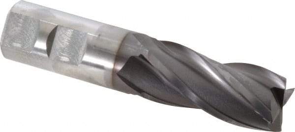 OSG - 7/8", 1-7/8" LOC, 7/8" Shank Diam, 4-1/8" OAL, 4 Flute, Vanadium High Speed Steel Square End Mill - Single End, TiCN Finish, Spiral Flute, 30° Helix, Centercutting, Right Hand Cut, Right Hand Flute, Series 574 - Eagle Tool & Supply