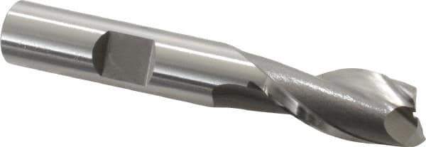 OSG - 13/32", 13/16" LOC, 3/8" Shank Diam, 2-1/2" OAL, 2 Flute, Vanadium High Speed Steel Square End Mill - Single End, Uncoated, Spiral Flute, 30° Helix, Centercutting, Right Hand Cut, Right Hand Flute, Series 573 - Eagle Tool & Supply