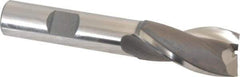 OSG - 21/32", 1-5/16" LOC, 1/2" Shank Diam, 3-5/16" OAL, 2 Flute, Vanadium High Speed Steel Square End Mill - Single End, Uncoated, Spiral Flute, 30° Helix, Centercutting, Right Hand Cut, Right Hand Flute, Series 573 - Eagle Tool & Supply