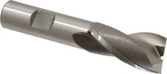 OSG - 13/16", 1-1/2" LOC, 5/8" Shank Diam, 3-5/8" OAL, 2 Flute, Vanadium High Speed Steel Square End Mill - Single End, Uncoated, Spiral Flute, 30° Helix, Centercutting, Right Hand Cut, Right Hand Flute, Series 573 - Eagle Tool & Supply