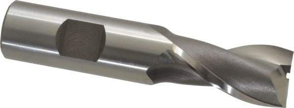 OSG - 3/4", 1-5/16" LOC, 3/4" Shank Diam, 3-9/16" OAL, 2 Flute, Vanadium High Speed Steel Square End Mill - Single End, Uncoated, Spiral Flute, 30° Helix, Centercutting, Right Hand Cut, Right Hand Flute, Series 573 - Eagle Tool & Supply