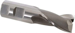 OSG - 1", 1-5/8" LOC, 1" Shank Diam, 4-1/8" OAL, 2 Flute, Vanadium High Speed Steel Square End Mill - Single End, Uncoated, Spiral Flute, 30° Helix, Centercutting, Right Hand Cut, Right Hand Flute, Series 573 - Eagle Tool & Supply