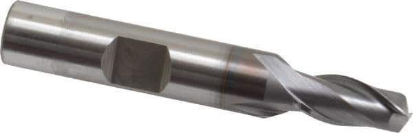OSG - 9/32", 9/16" LOC, 3/8" Shank Diam, 2-5/16" OAL, 2 Flute, Vanadium High Speed Steel Square End Mill - Single End, TiCN Finish, Spiral Flute, 30° Helix, Centercutting, Right Hand Cut, Right Hand Flute, Series 573 - Eagle Tool & Supply