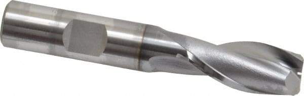 OSG - 17/32", 1-1/8" LOC, 1/2" Shank Diam, 3-1/8" OAL, 2 Flute, Vanadium High Speed Steel Square End Mill - Single End, TiCN Finish, Spiral Flute, 30° Helix, Centercutting, Right Hand Cut, Right Hand Flute, Series 573 - Eagle Tool & Supply