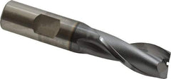 OSG - 5/8", 1-5/16" LOC, 5/8" Shank Diam, 3-7/16" OAL, 2 Flute, Vanadium High Speed Steel Square End Mill - Single End, TiCN Finish, Spiral Flute, 30° Helix, Centercutting, Right Hand Cut, Right Hand Flute, Series 573 - Eagle Tool & Supply