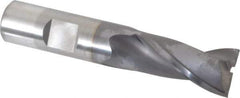 OSG - 11/16", 1-5/16" LOC, 5/8" Shank Diam, 3-7/16" OAL, 2 Flute, Vanadium High Speed Steel Square End Mill - Single End, TiCN Finish, Spiral Flute, 30° Helix, Centercutting, Right Hand Cut, Right Hand Flute, Series 573 - Eagle Tool & Supply