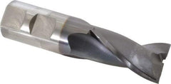 OSG - 7/8", 1-1/2" LOC, 7/8" Shank Diam, 3-3/4" OAL, 2 Flute, Vanadium High Speed Steel Square End Mill - Single End, TiCN Finish, Spiral Flute, 30° Helix, Centercutting, Right Hand Cut, Right Hand Flute, Series 573 - Eagle Tool & Supply