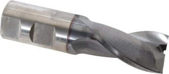 OSG - 1", 1-5/8" LOC, 1" Shank Diam, 4-1/8" OAL, 2 Flute, Vanadium High Speed Steel Square End Mill - Single End, TiCN Finish, Spiral Flute, 30° Helix, Centercutting, Right Hand Cut, Right Hand Flute, Series 573 - Eagle Tool & Supply