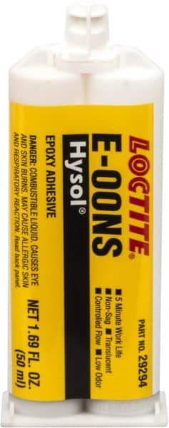 Loctite - 50 mL Cartridge Two Part Epoxy - 3 min Working Time, 1,900 psi Shear Strength, Series E-00NS - Eagle Tool & Supply