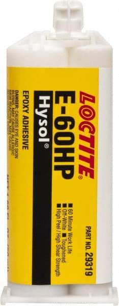 Loctite - 50 mL Cartridge Two Part Epoxy - 60 min Working Time, 4,340 psi Shear Strength, Series E-60HP - Eagle Tool & Supply