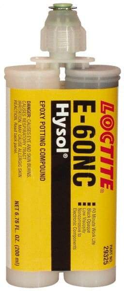 Loctite - 200 mL Cartridge Two Part Epoxy - 60 min Working Time, 3,110 psi Shear Strength, Series E-60NC - Eagle Tool & Supply