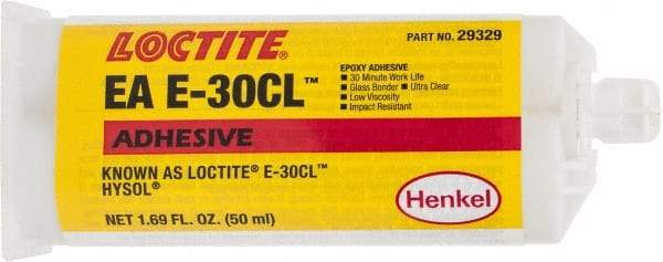 Loctite - 50 mL Cartridge Two Part Epoxy - 30 min Working Time, 4,270 psi Shear Strength, Series E-30CL - Eagle Tool & Supply