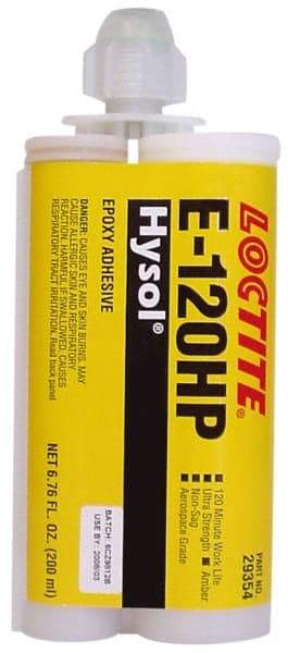 Loctite - 200 mL Cartridge Two Part Epoxy - 120 min Working Time, 4,800 psi Shear Strength, Series E-120HP - Eagle Tool & Supply