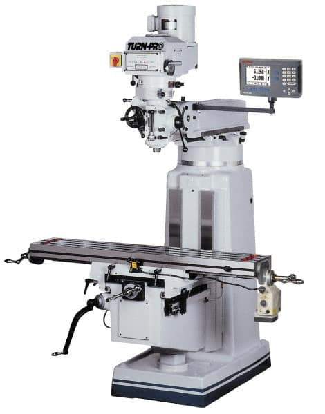 Value Collection - 9" Table Width x 49" Table Length, Variable Speed Pulley Control, 3 Phase Knee Milling Machine - R8 Spindle Taper, 3 hp - Eagle Tool & Supply